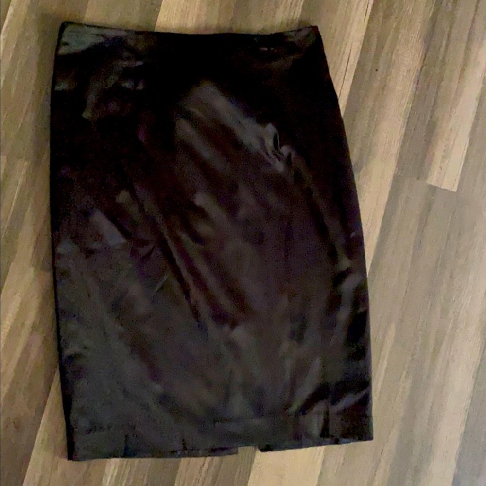 A-line Pencil black satin skirt